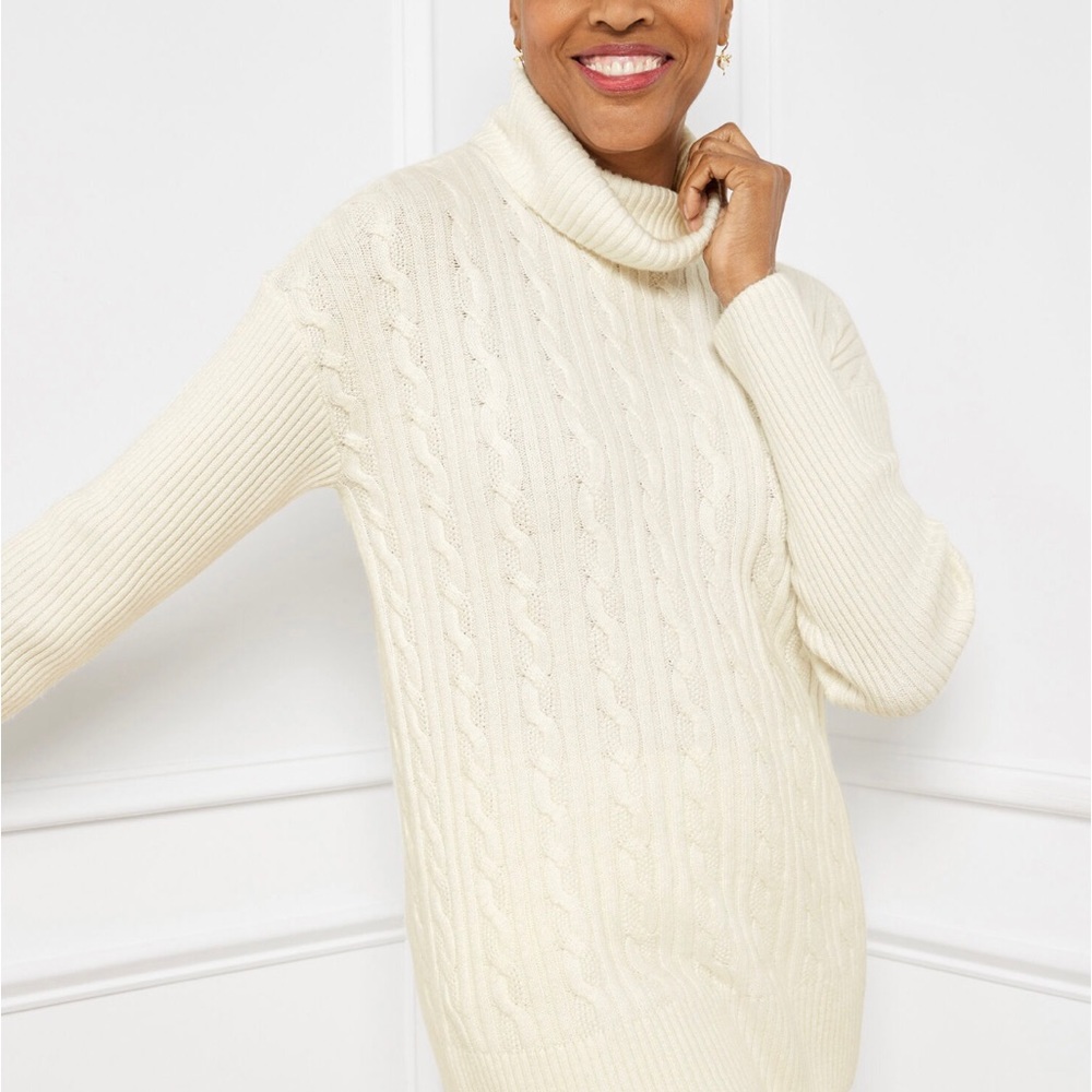 Talbots Cable Knit Turtleneck Sweater- size L - NWT